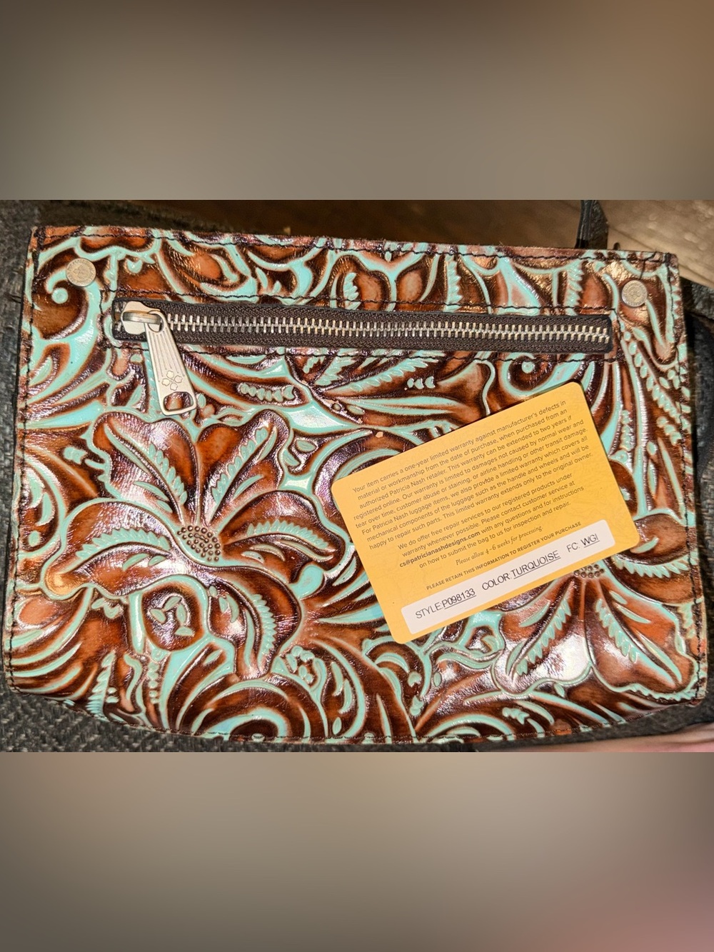 Patricia Nash Turati Crossbody - Turquoise Hand-Tooled Leather